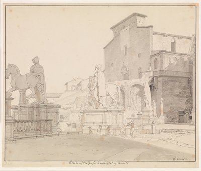 ローマ、アラコエリのカンピドリオとサンタマリアの眺め 作： Christoffer Wilhelm Eckersberg