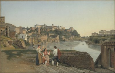 ローマのアヴェンティンの丘に向かうテヴェレ川の眺め 作： Christoffer Wilhelm Eckersberg