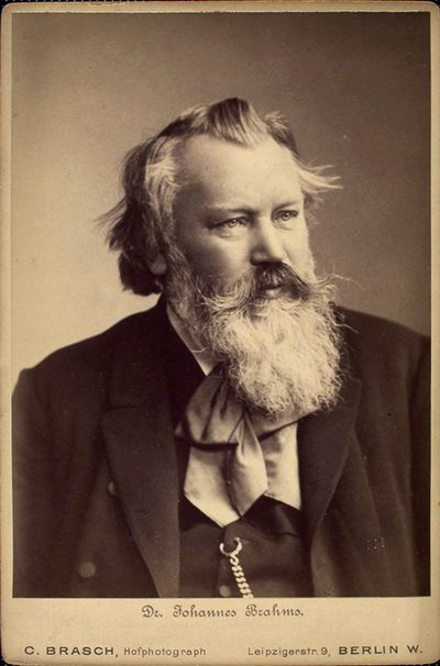 ヨハネス・ブラームス、ドイツの作曲家兼ピアニスト、1889年 作： C Brasch