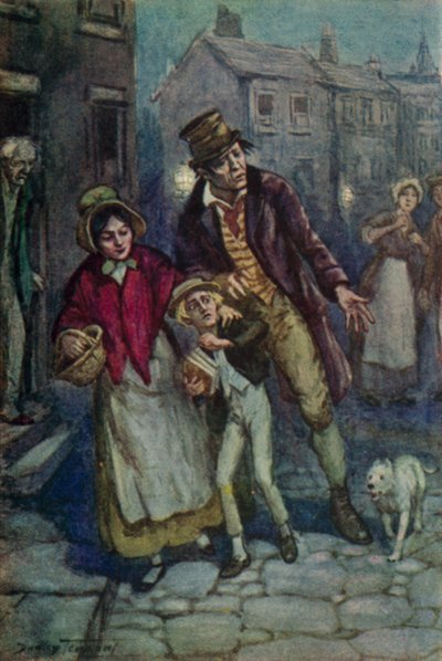 Ilustração para Oliver Twist de Charles Dickens (litho colorida) 作： C. Dudley (after) Tennant