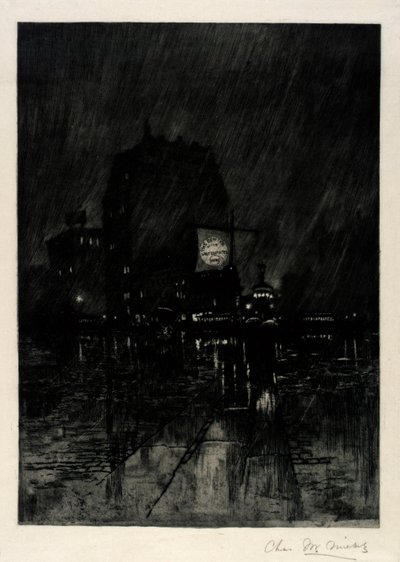 雨の夜、マディソン・スクエア 作： C. F. William Mielatz