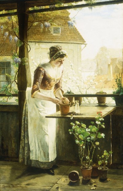 花を植える女、1890 作： C. Hendrick Nordenberg