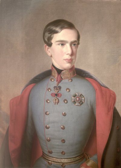1850年20歳のオーストリア皇帝フランツジョセフ（1830〜1916年）の肖像 作： C. Lemmermayer