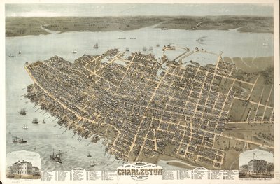 1872年、サウスカロライナ州チャールストンの鳥瞰図。LOC 75696567 作： CNスリー