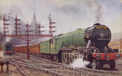 ロンドン、ノースイースタン鉄道フライングスコッツマン、ロンドンのキングスクロス駅を出発 作： C. T. Howard