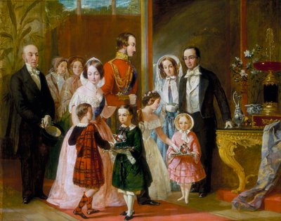 「トーマス・ヤングハズバンドとその家族、ヴィクトリア女王とその家族とクリスタル・パレスで会う」、c1854. 作： C Wells