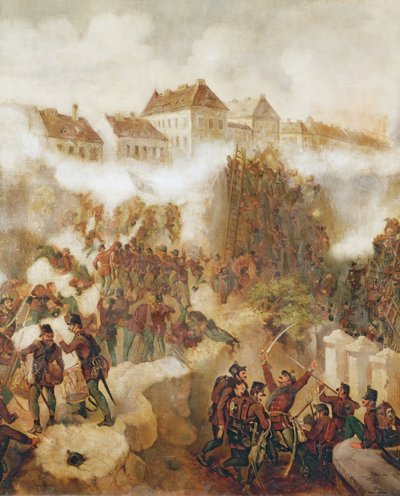 1849年5月21日のハンガリーの反乱勢力によるブダ要塞の奪還 作： C. Wemik