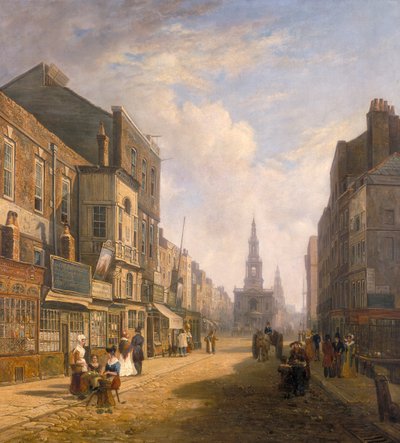 「ストランド、エクセター・チェンジから東を望む」、c1824 作： Caleb Robert Stanley