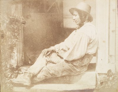 1840年代後半の庭師、おそらくデビッド・ロデリックの肖像。 作： Calvert Jones