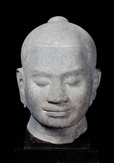ジャヤヴァルマン7世王（1181-1218）バイヨンスタイル、12世紀から13世紀のプレアカーン出身（砂岩） 作： Cambodian School