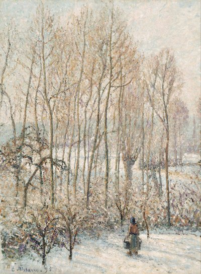 雪の朝の陽光、エラニー・シュル・エプテ 作： Camille Jacob Pissarro