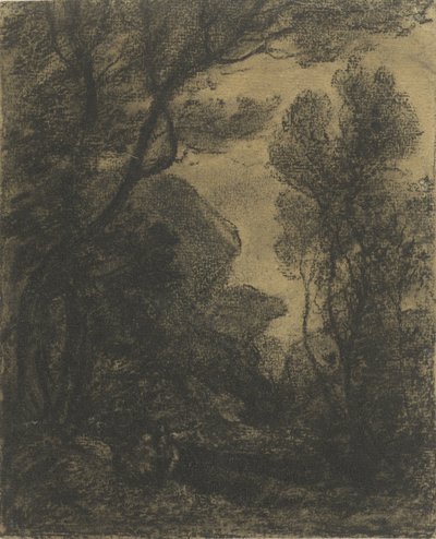 夜の森の景色 作： Camille Corot