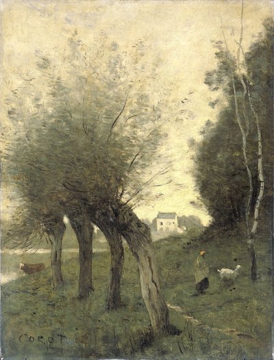 ポラード柳のある風景 作： Camille Corot