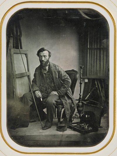 絵画スタジオでの自画像、1843年頃 作： Camille Dolard