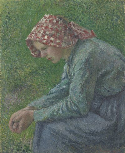 座っている農民の女、1885 作： Camille Jacob Pissarro