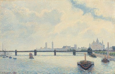 チャリングクロスブリッジ、ロンドン。 1890 作： Camille Jacob Pissarro