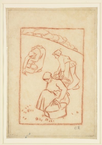 「草を刈る女性」の作文研究 作： Camille Jacob Pissarro