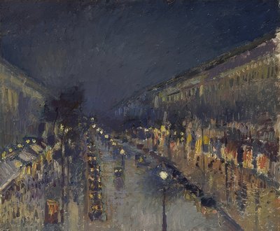 夜の大通りモンマルトル。 1897 作： Camille Jacob Pissarro