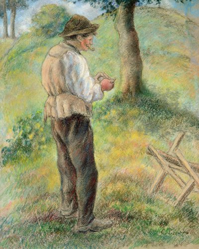 1879年頃、メロン神父がパイプを照らしていた 作： Camille Jacob Pissarro