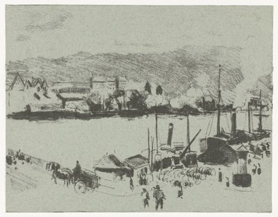 ルーアンのセーヌ川岸壁の眺め Quai Boieldieu, à Rouen 作： Camille Jacob Pissarro