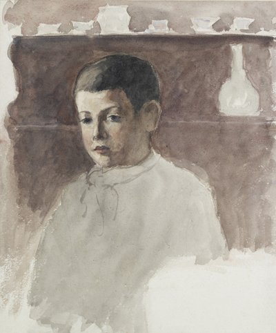 ルシアン・ピサロ（1863-1944）の半身像、c。 1875（木炭に水彩） 作： Camille Jacob Pissarro