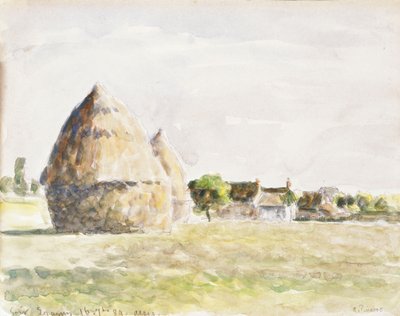 ヘイスタック、エラニー・イブニング。干し草、夕方エラニー、1889 作： Camille Jacob Pissarro