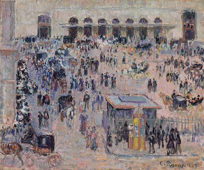 アーブル広場とサンラザール駅、1893年 作： Camille Jacob Pissarro