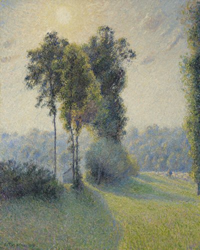 サンシャルルの風景、ジゾール近郊、日没、1891年 作： Camille Jacob Pissarro
