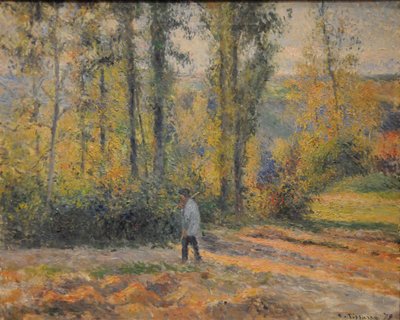 ハンターのいる風景、ポントワーズハンターのいる風景、ポントワーズ、1879 作： Camille Jacob Pissarro