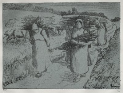 ファゴットを運ぶ農民、c。 1896 作： Camille Jacob Pissarro
