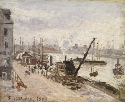ルアーブルのキーサイド、1903年（バチステに油彩） 作： Camille Jacob Pissarro
