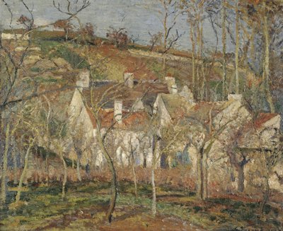 赤い屋根、村の隅、冬、1877 作： Camille Jacob Pissarro