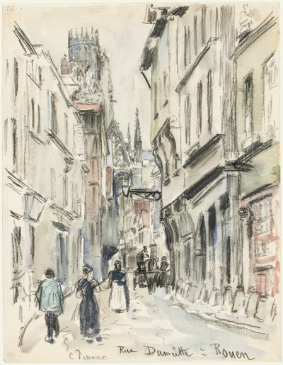 ダミエット通り、ルーアン、c。 1884年。 作： Camille Jacob Pissarro