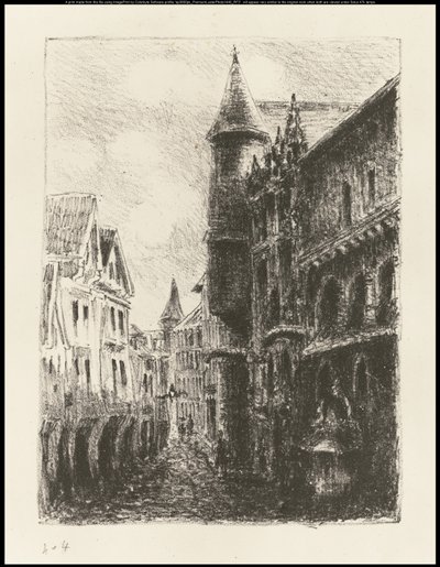 サンルーマン通り、ルーアン、1皿、1896 作： Camille Jacob Pissarro