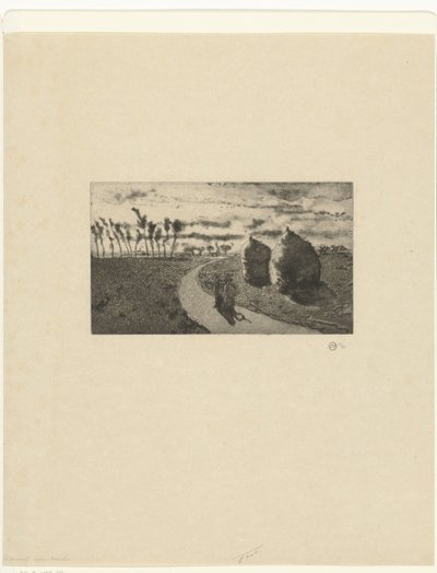 干し草の山と夕暮れ Crepuscule avec Meules 作： Camille Jacob Pissarro