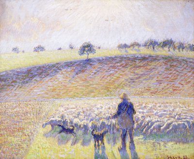 羊と羊飼い、1888 作： Camille Jacob Pissarro