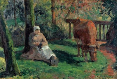 羊飼い、モンフーコー、1875 作： Camille Jacob Pissarro
