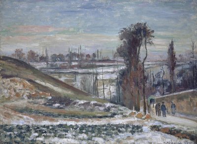 エルミタージュ、1875年の近くの雪に覆われた風景 作： Camille Jacob Pissarro