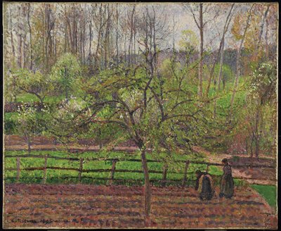 春、灰色の天気、エラニー、1895 作： Camille Jacob Pissarro