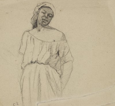 黒人の研究（紙に木炭） 作： Camille Jacob Pissarro