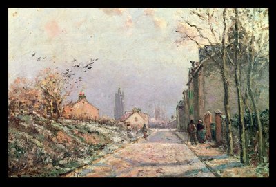 道、冬の影響;ラ・ルート、エフェ・ド・ハイバー、1872 作： Camille Jacob Pissarro