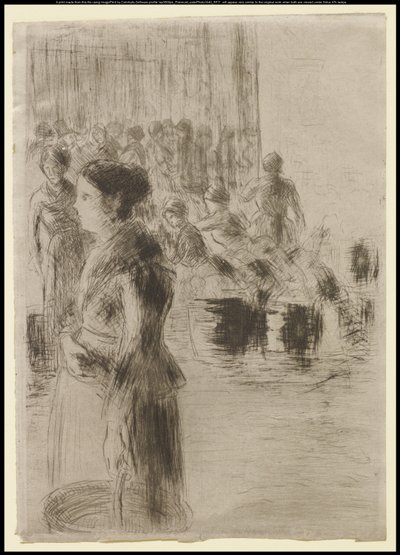 サーバントガールマーケティング、1888 作： Camille Jacob Pissarro