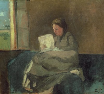 女性の読書 作： Camille Jacob Pissarro