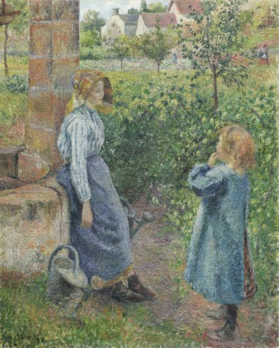 井戸での女性と子供、1882 作： Camille Jacob Pissarro