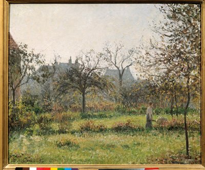 果樹園の女、秋のマチネ、エラグニーの庭 絵画 カミーユ・ピサロ（1830-1903） 1897年 日0.54x0.65 m パリ、オルセー美術館 作： Camille Jacob Pissarro