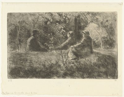 ヘットボスのゾンダグサビ 日曜日は森で休む 作： Camille Jacob Pissarro
