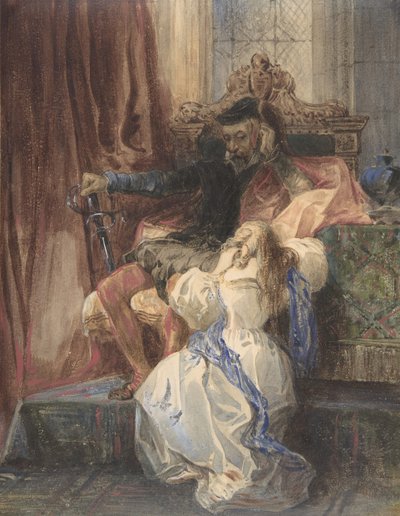 サー・ウォルター・スコットのケニルワースからの恩赦拒否, ca. 1826-29。 作： Camille Joseph Etienne Roqueplan