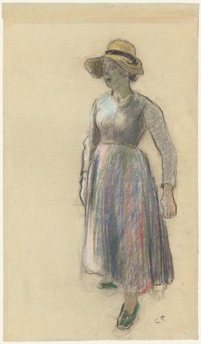 麦わら帽子をかぶった農民の少女、c。 1892年。 作： Camille Pissarro