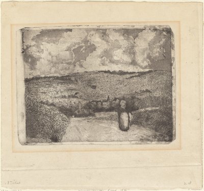 田舎道を歩く女性 ラ・ファム・シュル・ラ・ルート、1879年。 作： Camille Pissarro