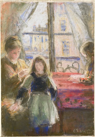 窓際、Rue des Trois Frères 作： Camille Pissarro